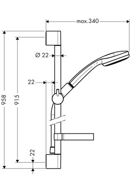 Obrázek HANSGROHE Croma 100 sprchová sada Mono se sprchovou tyčí 90 cm a miskou na mýdlo 27724000 chrom