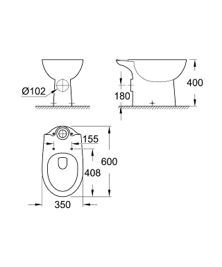 Obrázek GROHE Bau Ceramic Stojící mísa pro kombi WC 39428000 bílá