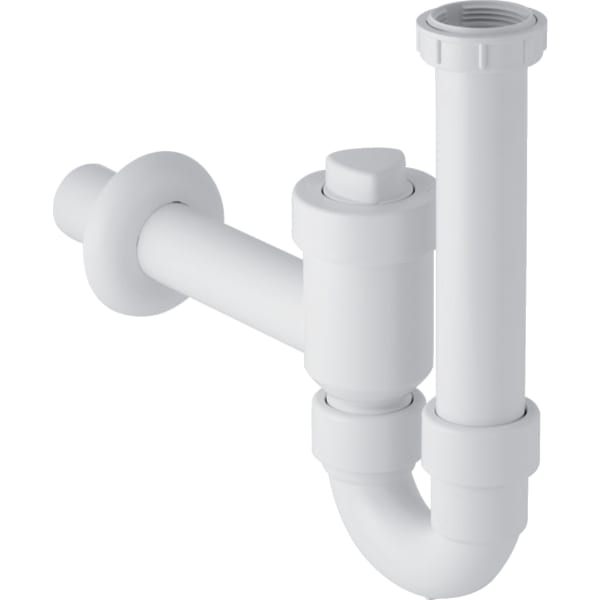 GEBERIT Trubková zápachová uzávěrka Geberit pro umyvadlo, uzavíratelná, se zpětným ventilem, vývod vodorovný Alpská bílá #152.860.11.1