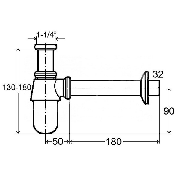 Obrázek VIEGA lahvový zápachový uzávěr #100 674 / 5753 5/4"x32 mm - chrom