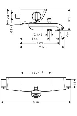 Obrázek HANSGROHE Ecostat Select Vanový termostat na stěnu #13141000 - chrom