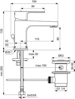 Obrázek IDEAL STANDARD Umyvadlová baterie Cerafine D, 115mm výčnělek #BC685AA - chrom