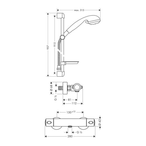 Obrázek HANSGROHE CROMA ECOSTAT Combi sprchová sada 27063000 - chrom