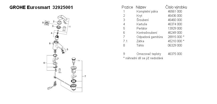 Obrázek GROHE Táhlo chrom #06329000