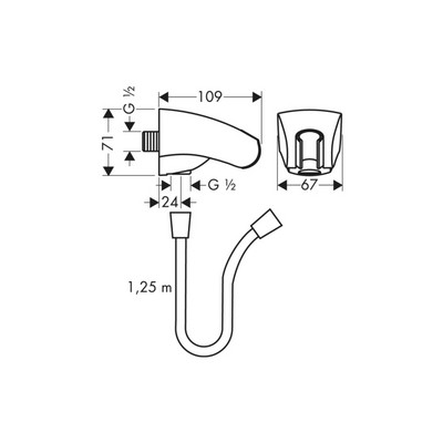 Obrázek HANSGROHE PORTER´E držák sprchy s přípojkou na sprchovou hadici 27507000 chrom