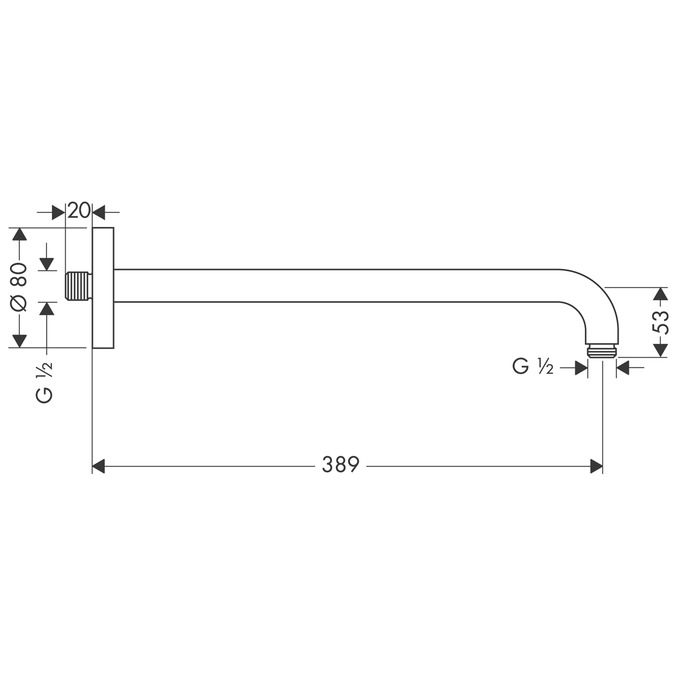 Obrázek HANSGROHE sprchové rameno 38,9 cm 27413800 nerez