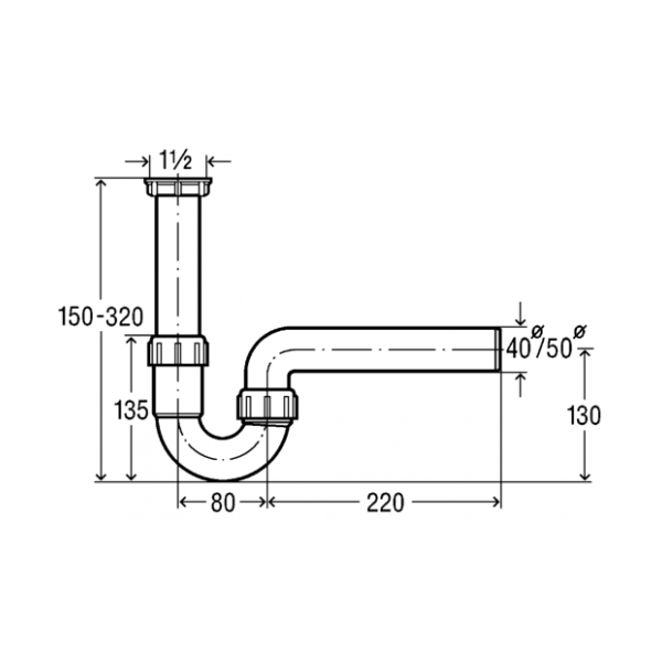 Obrázek VIEGA trubkový zápachový uzávěr dřezový 1 1/2"x40, 105716 / 7985