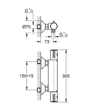 Obrázek GROHE Grohtherm 800 Termostatická sprchová baterie, DN 15 chrom #34558000