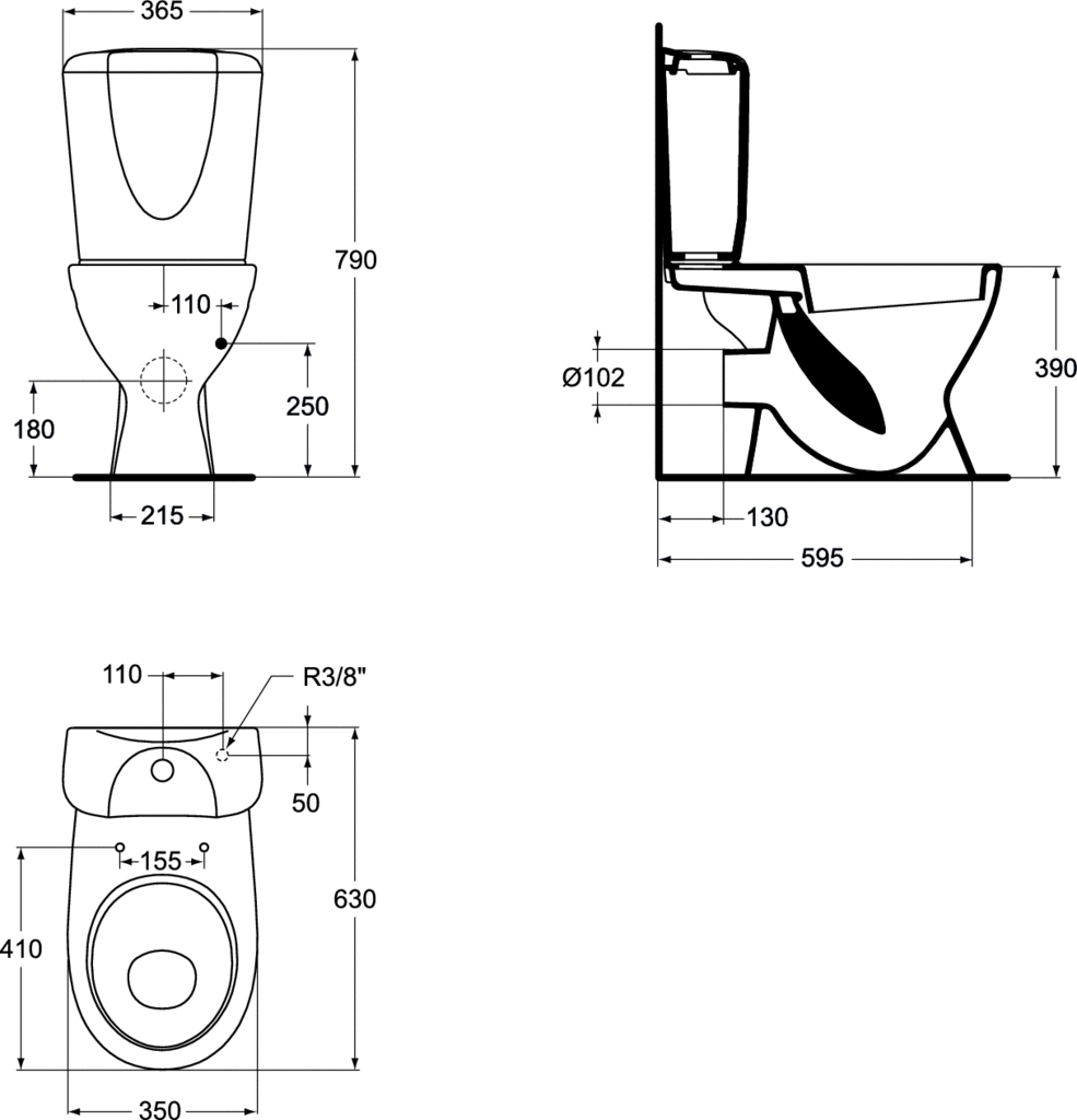 Obrázek IDEAL STANDARD Eurovit WC kombi mísa s nádržkou, zadní odpad, W903401 bílá