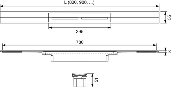 Obrázek TECEdrainprofile Sprchový profil , 800 mm, kartáčovaná nerezová ocel 670800