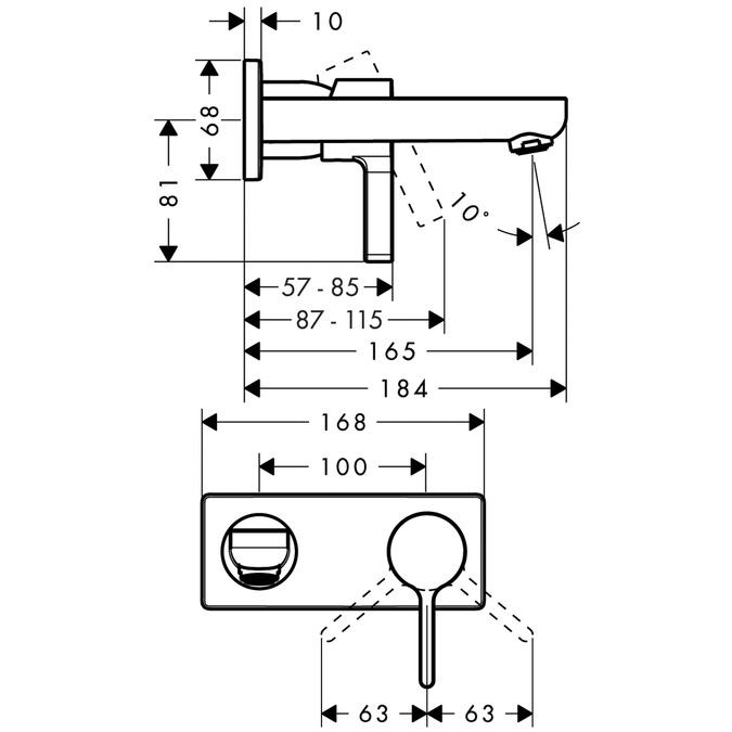 Obrázek HANSGROHE Metris S Páková umyvadlová baterie pod omítku, s výtokem 165 mm 31162000 chrom