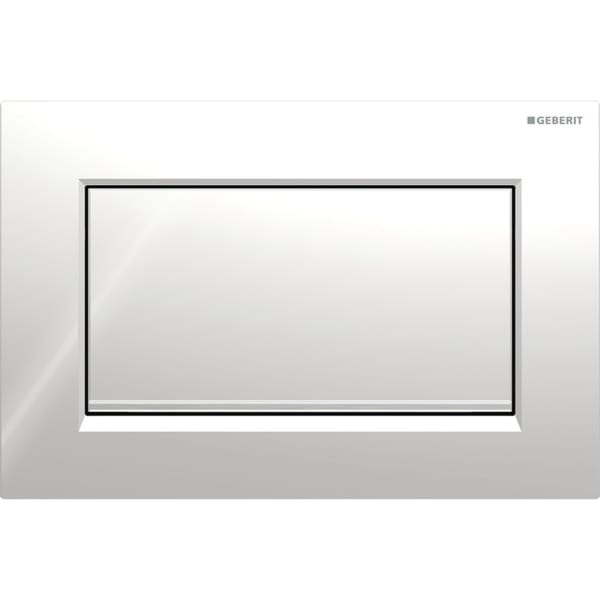 GEBERIT Ovládací tlačítko Geberit Sigma10 (dříve Sigma30), pro splachování Start/Stop, Square, přišroubovatelné Deska a ovládací tlačítko: pochromované lesklé Designový proužek: pochromovaný, kartáčovaný #115.893.KY.1