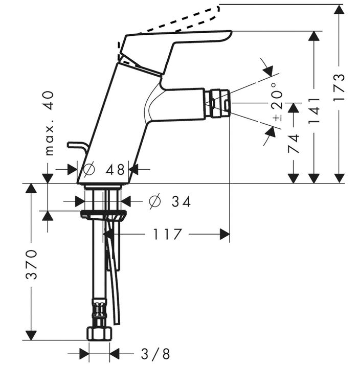 Obrázek HANSGROHE SPORTIVE 2 baterie bidetová 14245000