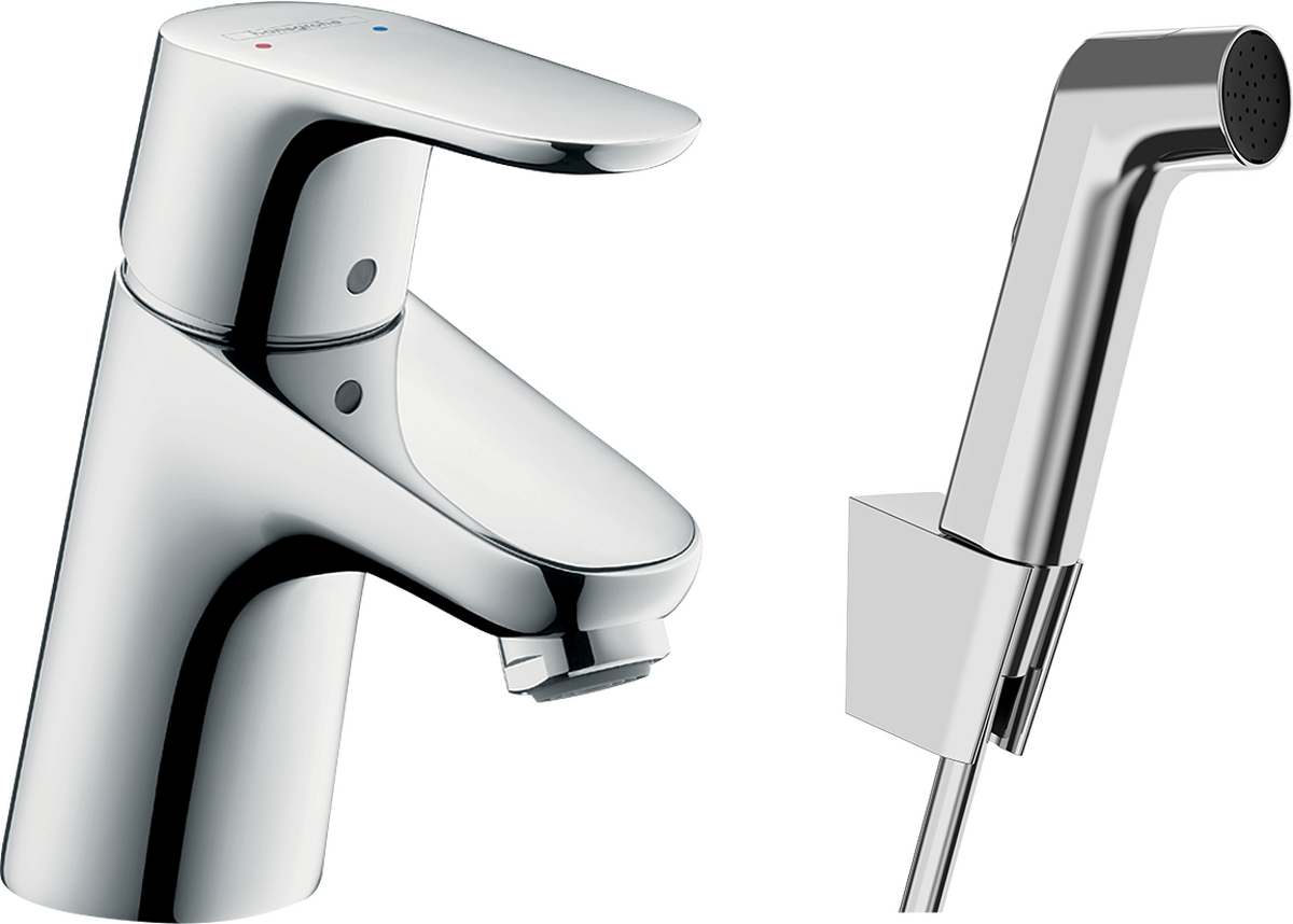 HANSGROHE Focus Páková umyvadlová baterie 70 s ruční sprchou Bidette a sprchovou hadicí 160 cm #31926000 - chrom