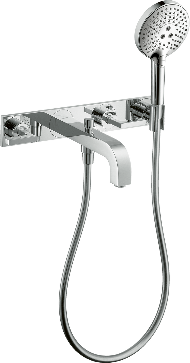 HANSGROHE AXOR Citterio 3otvorová vanová baterie pod omítku, montáž na stěnu, s páčkovými rukojeťmi a deskou #39442000 - chrom