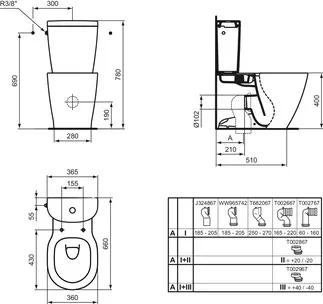 IDEAL STANDARD CONNECT - splachovací nádržka na WC, mechanická, bílá lesklá - 6/3l technologie dvojitého splachování #E786101 - Bílá (Alpine), obrázek 7