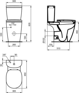 IDEAL STANDARD CONNECT - splachovací nádržka na WC, mechanická, bílá lesklá - 6/3l technologie dvojitého splachování #E786101 - Bílá (Alpine), obrázek 8