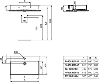 IDEAL STANDARD Extra umyvadlo 500x450mm #T372601 - bílá (Alpine), obrázek 6
