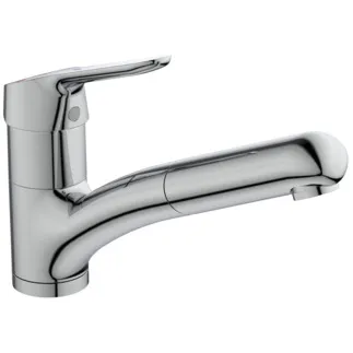 IDEAL STANDARD CERAFLEX - Kuchyňská baterie 47x250x164 mm, svislá vzdálenost od středu výtoku 210 mm, chrom, 9 l/min (3 bary) - BlueStart, technologie Click, EPD, FirmaFlow, výsuvná ruční sprcha, povrch SmartShine #BC143AA - chrom