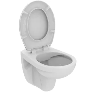 IDEAL STANDARD EUROVIT - Závěsný WC balíček 370x525x395 mm v bílé lesklé barvě, plné splachování CL1 4,5 - 6 l/min, horizontální odtok - CL1, SoftClosing WC #K881201 - Bílá (Alpine)