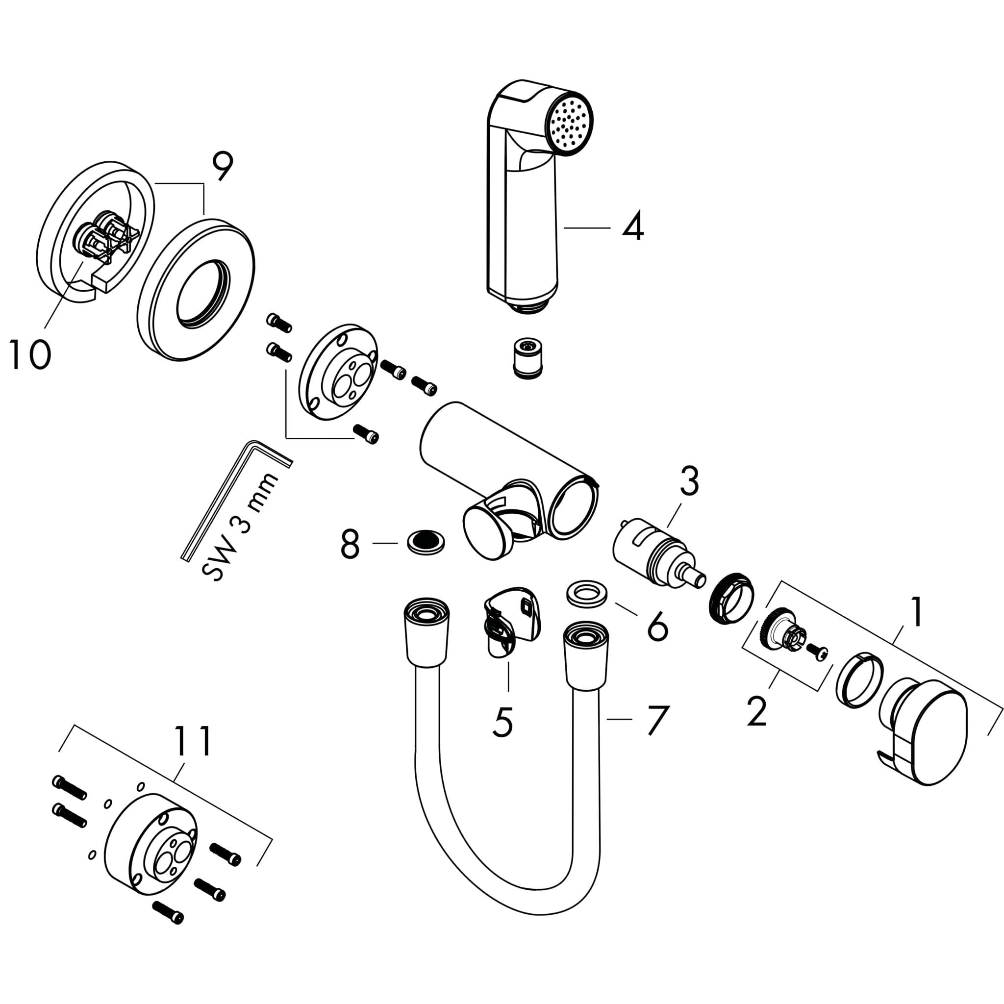 HANSGROHE Bidette ruční sprcha 1jet S EcoSmart na teplou vodu s držákem sprchy a sprchovou hadicí 125 cm #29232670 - matná černá