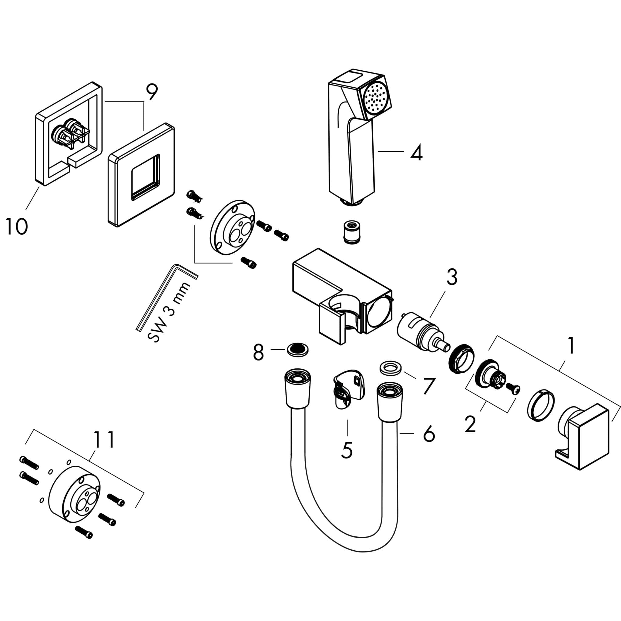 HANSGROHE Bidette E hygienická sprcha, set, 1jet #29233000 - chrom