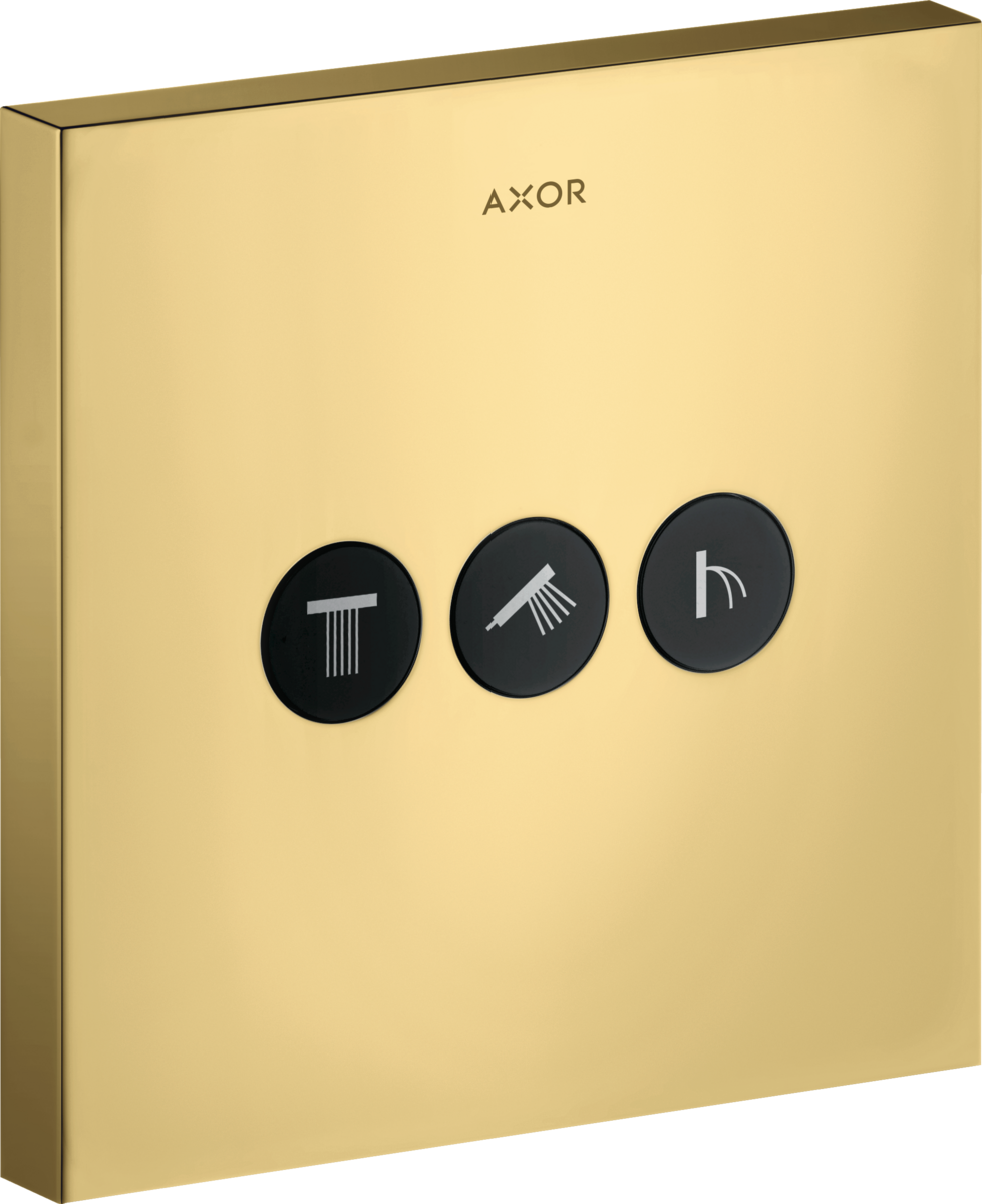 Obrázek HANSGROHE AXOR ShowerSelect podomítkový ventil hranatý pro 3 spotřebiče #36717990 - Polished Gold Optic